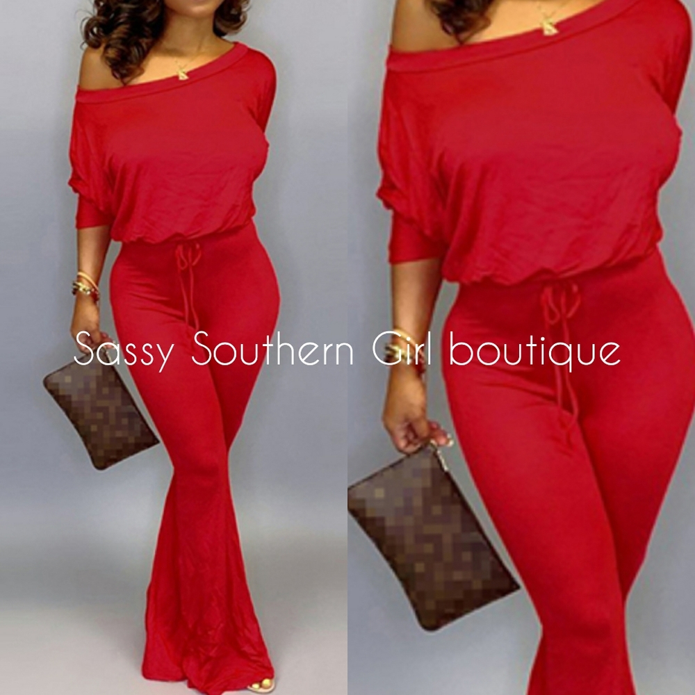 ⭐🆕 Red batwing jumpsuit
